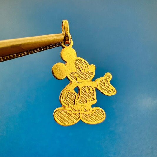 Designer JCM Disney 10K Yellow Gold Cartoon Mickey Mouse Flat Pendant Charm