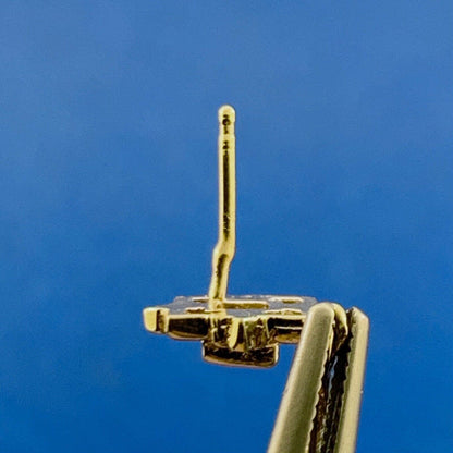 Vintage Art Deco 14K Yellow Gold Diamond Drop Dangle Stud Earrings