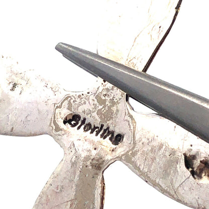 925 Sterling Silver Vintage Native American Old Pawn Turquoise Cross Pendant