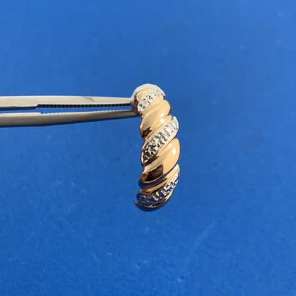 Vermeil 925 Sterling Silver Two-Toned Twist Shrimp Style Butterfly Back Earrings
