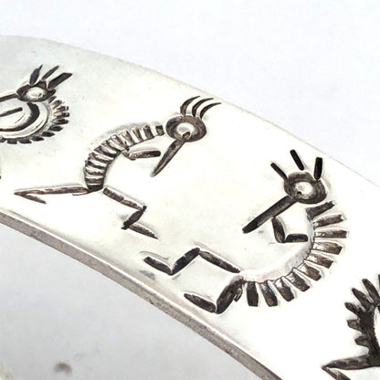 Native American 925 Sterling Silver Kokopelli Fertility Luck Open Cuff Bracelet