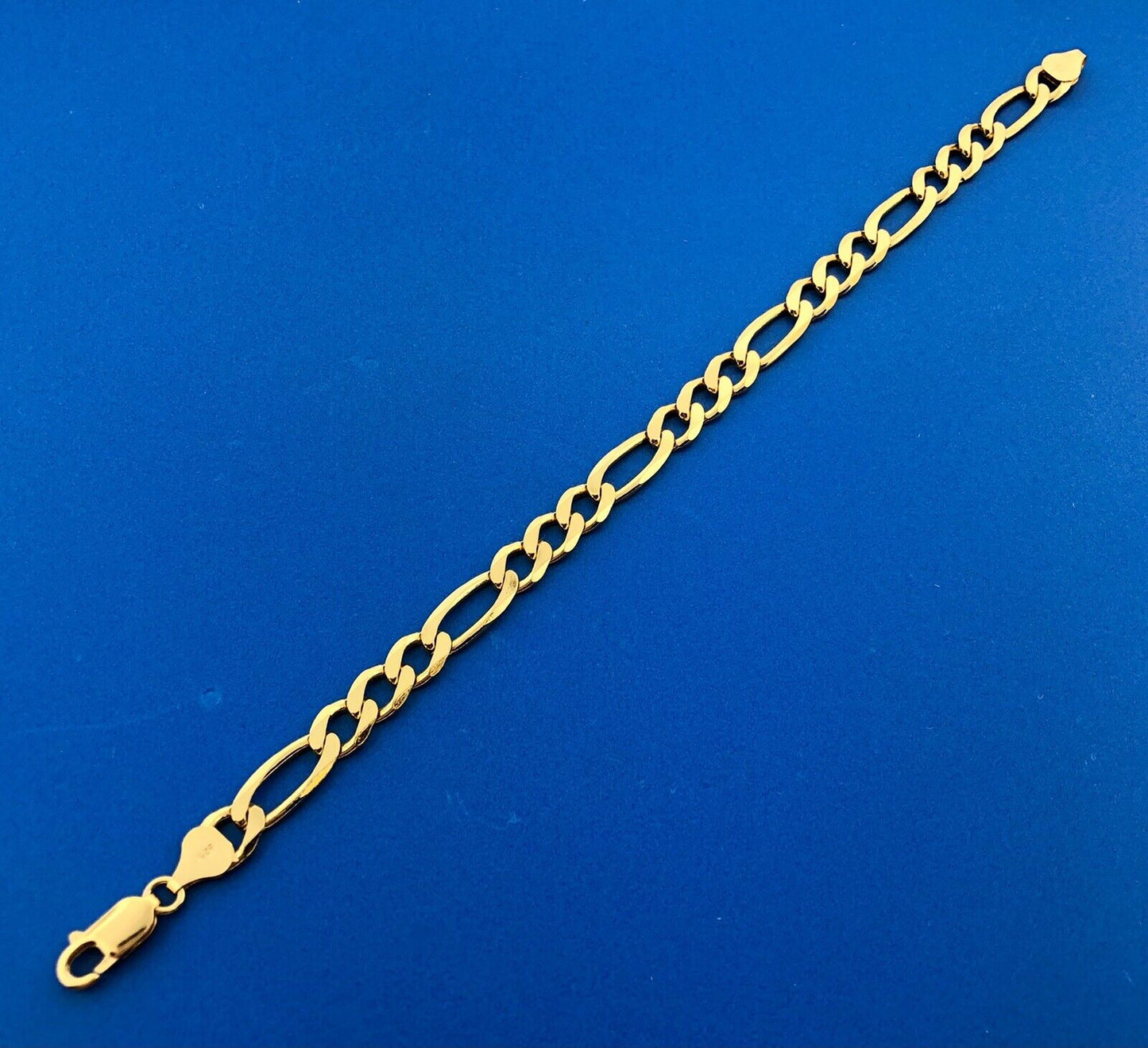 Milor Italy 925 Sterling Silver Vermeil Gold Tone Unisex Figaro Link Bracelet