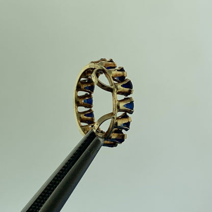 10K Yellow Gold Blue Sapphire September Anniversary Circle Slide Pendant