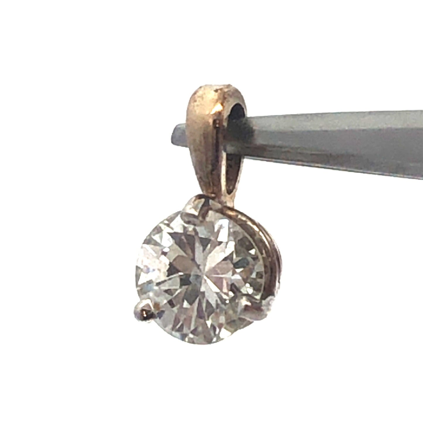 14K White Gold Round Diamond Solitaire Bridal Birthday Anniversary Pendant