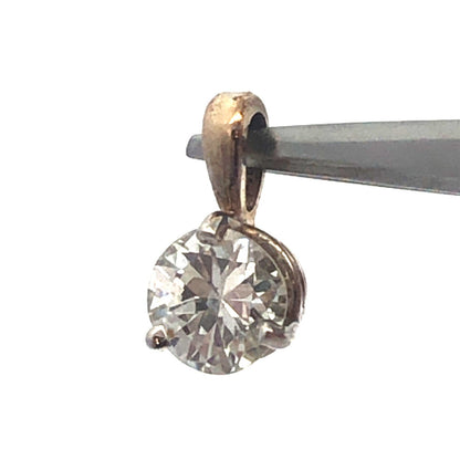 14K White Gold Round Diamond Solitaire Bridal Birthday Anniversary Pendant