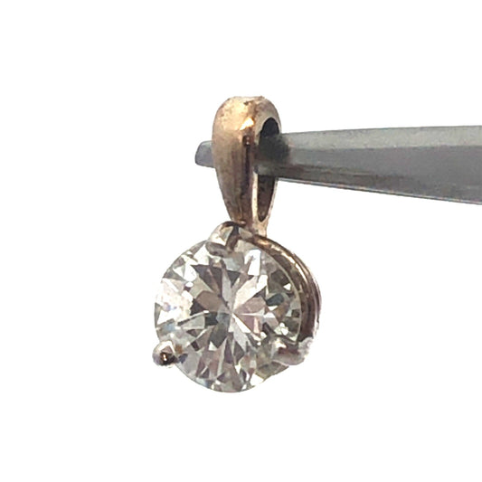 14K White Gold Round Diamond Solitaire Bridal Birthday Anniversary Pendant