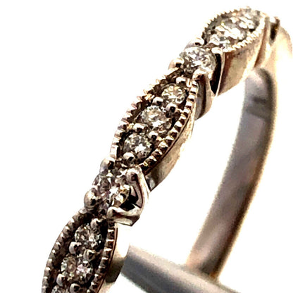 Designer Promezza 14K White Gold Round Diamond Stacking Wedding Band Ring