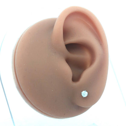 Designer Ross + Simons 14k White Gold Round Diamond Friction Back Stud Earrings