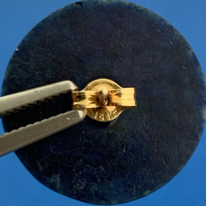 Gorgeous 14k Yellow Gold Cabochon Lapis Lazuli Half Sphere Stud Earrrings