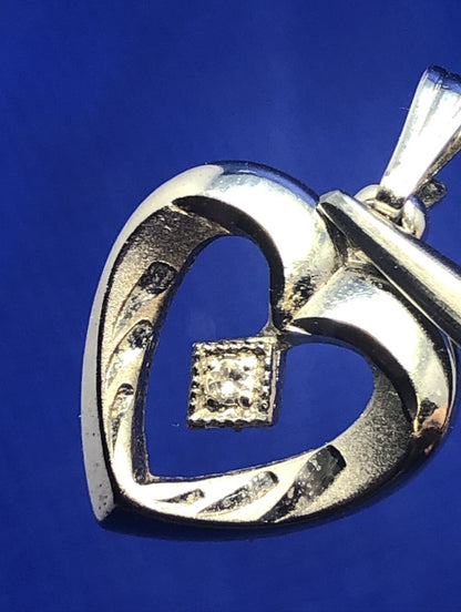 Designer THEDA 925 Sterling Silver White Amethyst Heart Love Anniversary Pendant