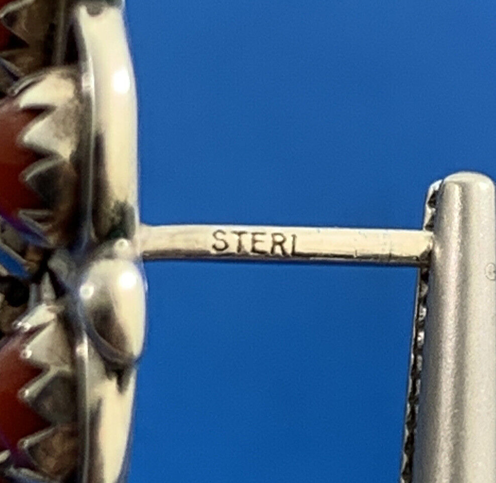 Native American 925 Sterling silver Unmarked Coral Flower Stud Earrings