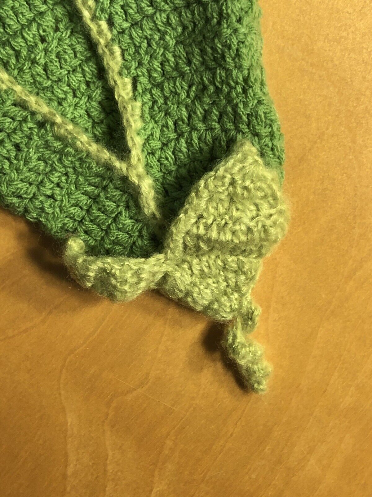 Hand Crocheted Knitted Green Newborn Baby's One Piece Pea Pod Photo Blanket