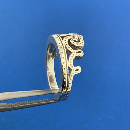 Retro Sterling Silver 925 Cubic Zirconia CZ  Princess Queen Diva Crown Band Ring