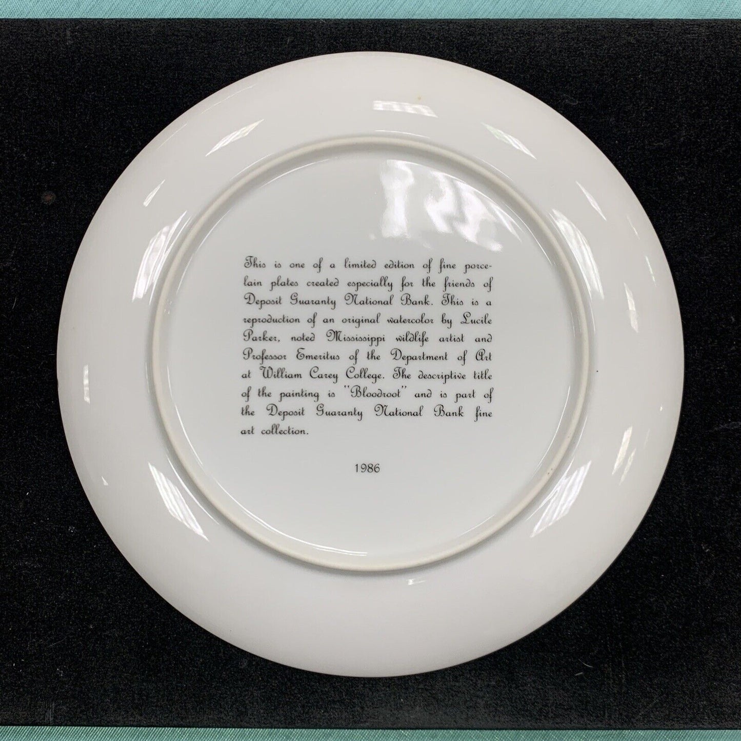 1986 Limited Edition Lucile Parker Bloodroot Promotional Porcelain Plate