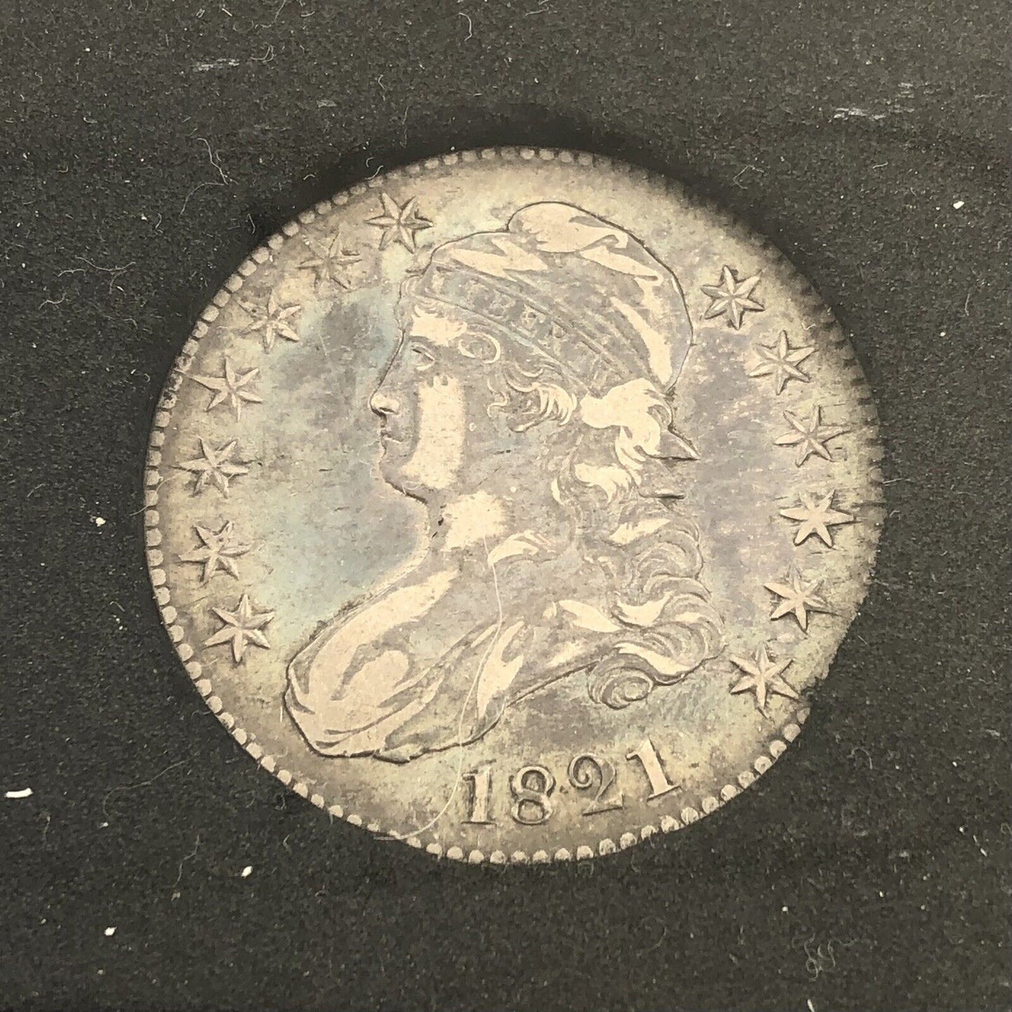 1821 Capped Bust Silver Half Dollar 50c Lettered Edge Ungraded XF Details Coin