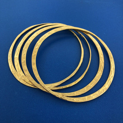 Veronese Italy Sterling Silver Vermeil Hammered Lot 4 Stackable Bangle Bracelets