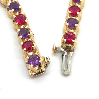 Ross Simons 18K Yellow Gold Custom Amethyst Ruby Statement Tennis Bracelet