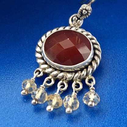 Doug Paulus DP Sterling Silver 925 Carnelian Citrine Bead Drop Dangle Earrings