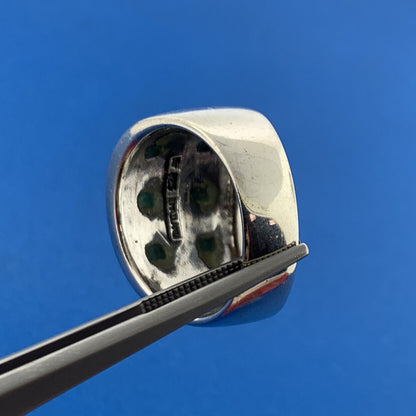 Designer 925 Sterling Silver Turquoise Marcasite Inlay Statement Dome Ring