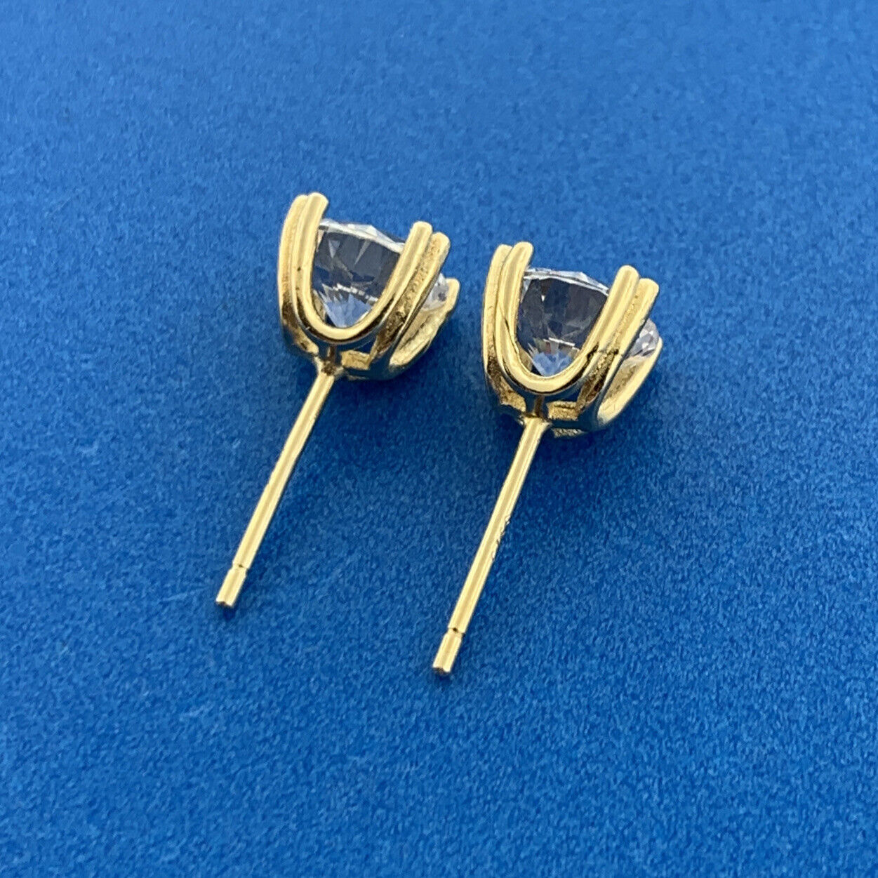 Designer Fuzion Creations Vermeil Sterling Silver 925 Sparkling CZ Stud Earrings