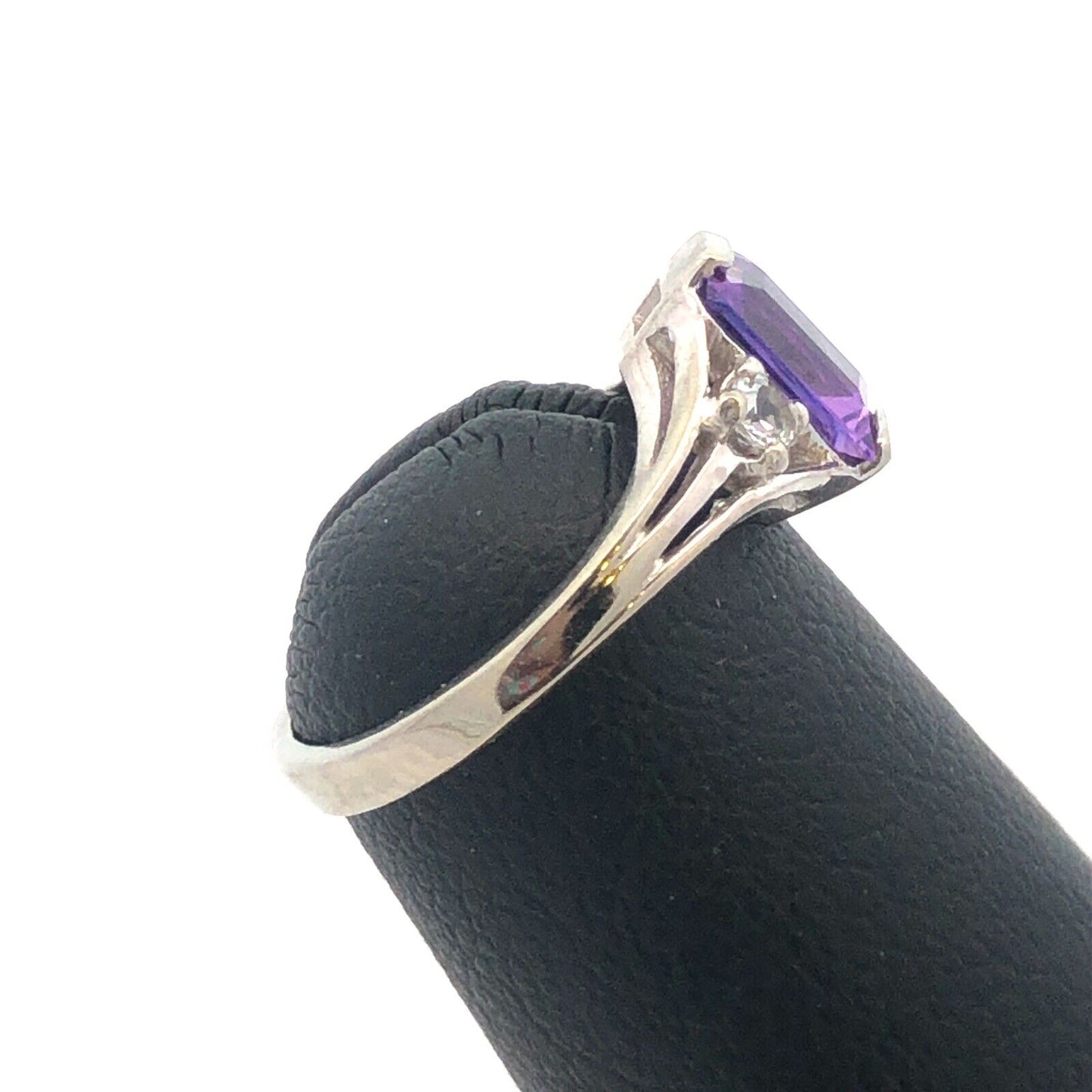 Vintage 10K White Gold Baby's Child's Amethyst White Topaz February Ring