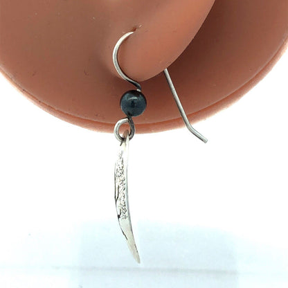 Native American Picto 925 Sterling Silver Hematite Tree Of Life Dangle Earrings