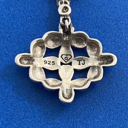 Designer 925 Sterling Silver Marcasite Flower Drop Dangle Stud Earrings