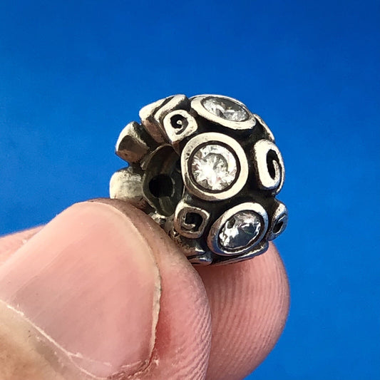 Retired Pandora Sterling Silver 925 ALE Primrose Path White CZ Spacer Charm