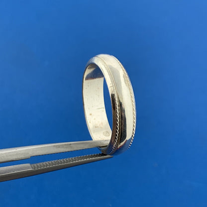 Designer SU 925 Sterling Silver 5 MM Polished Textured Wedding Cigar Band Ring