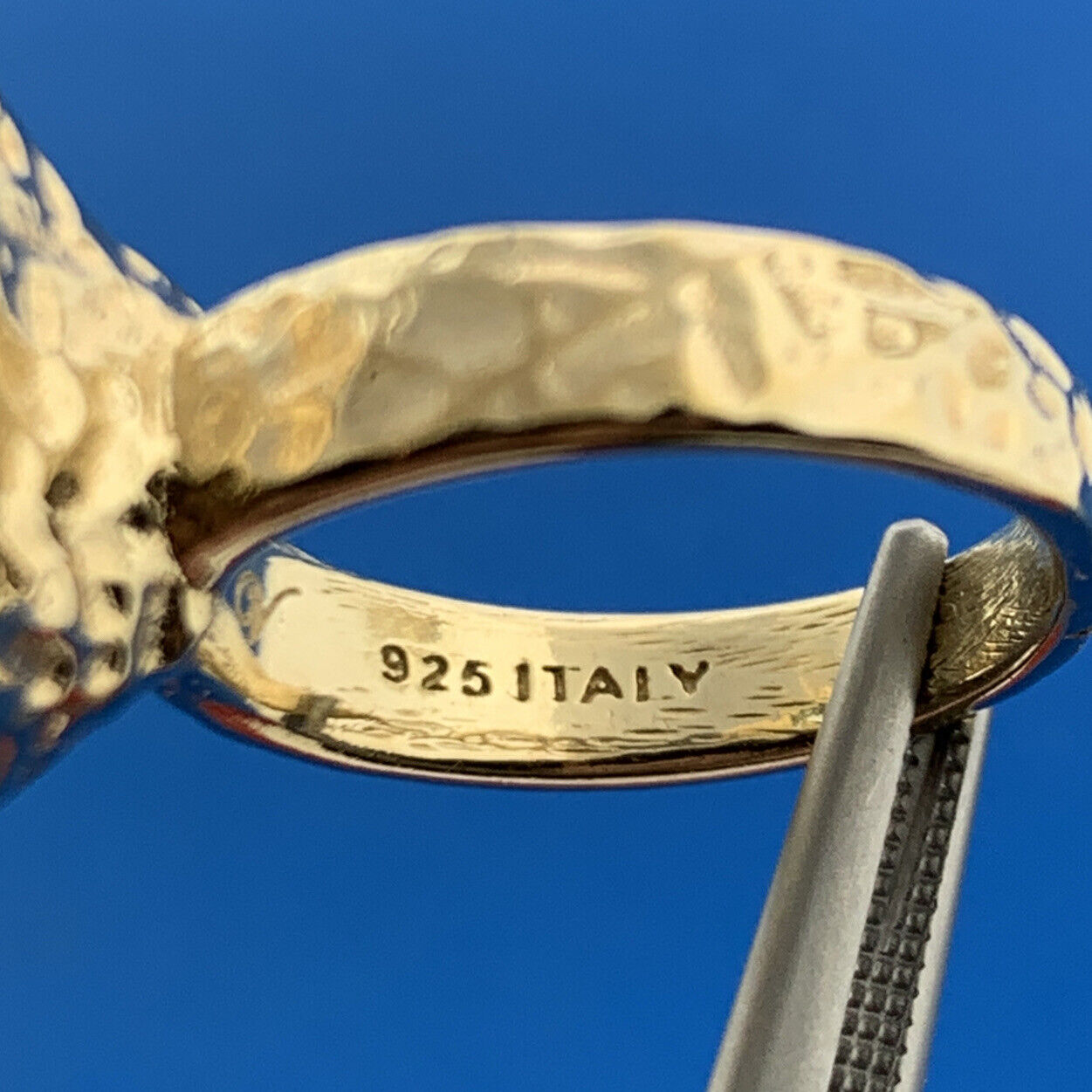 Veronese Italy Vermeil Sterling Silver Blue Topaz Solitaire Statement Ring