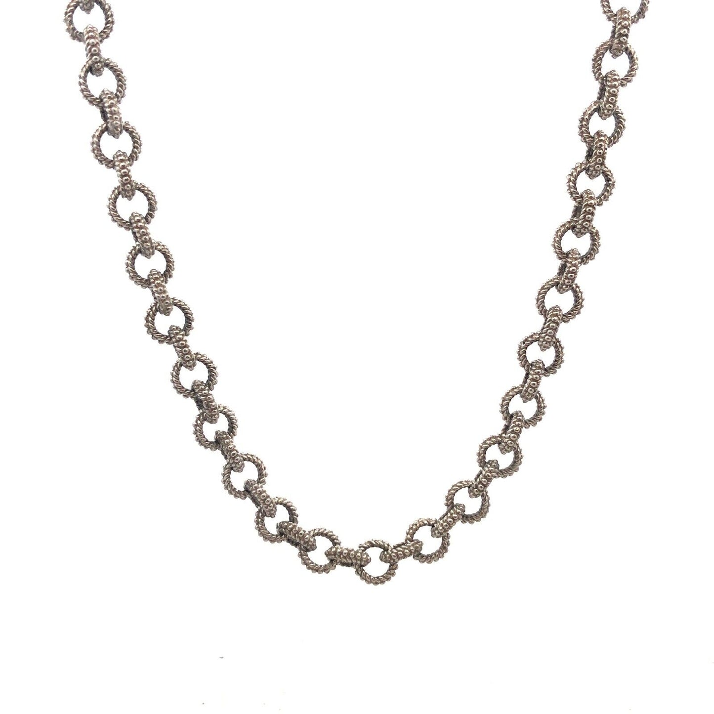 Gabriel & Co. 925 Sterling Silver Textured Bead Detail Round Link Chain Necklace