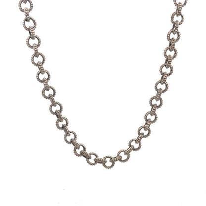 Gabriel & Co. 925 Sterling Silver Textured Bead Detail Round Link Chain Necklace