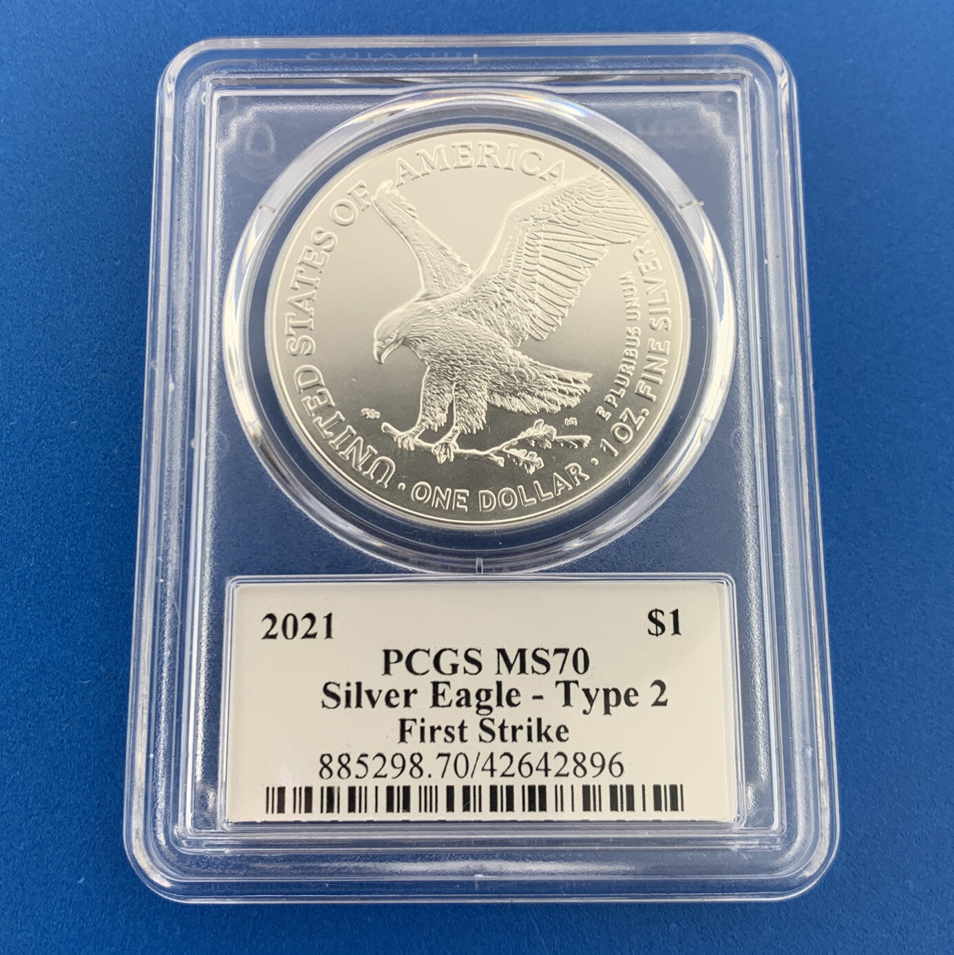 2021 Silver Eagle 999 Fine Silver PCGS MS 70 Type 2 First Strike Emily Damastra
