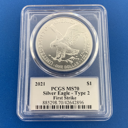2021 Silver Eagle 999 Fine Silver PCGS MS 70 Type 2 First Strike Emily Damastra