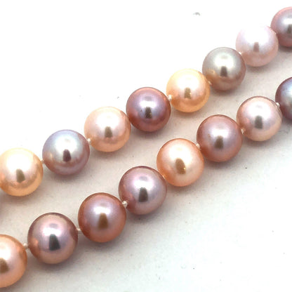 Designer 14K Yellow Gold Pink Round Pearl Beaded Necklace