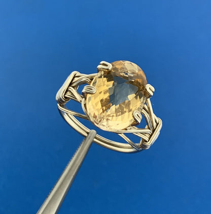 Artisan 925 Sterling Silver Oval Cushion Citrine October Anniversary Ring