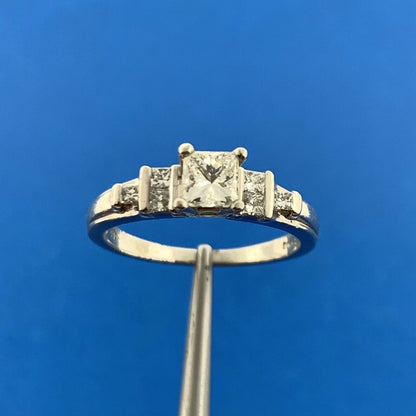 Designer SGS 900 Platinum Princess Diamond Solitaire W/Accents Engagement Ring