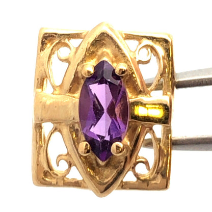 Designer 10K Yellow Gold Amethyst February Anniversary Slide Bracelet Charm