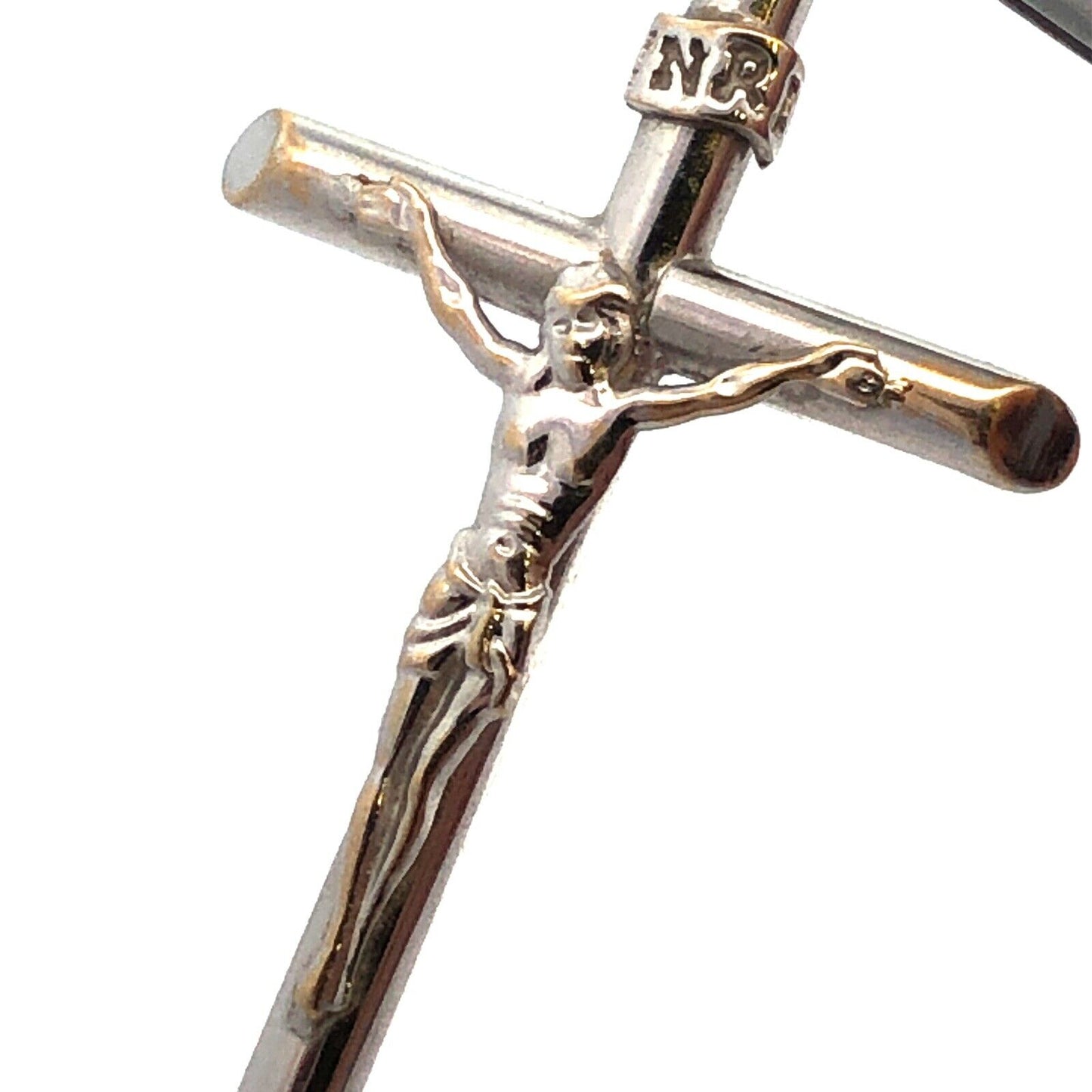 18K White Gold Polished Jesus Crucifix Religious Statement Cross Pendant