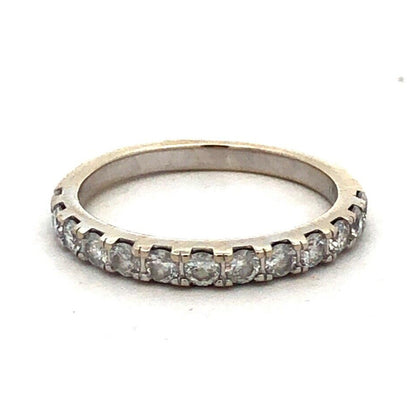 Designer 14K White Gold Round Diamond Wedding Anniversary Stackable Band Ring