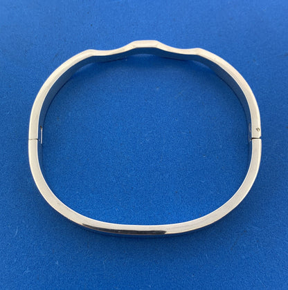 Vintage Taxco 925 Sterling Silver Modernist Wave Hinged Cuff Bangle Bracelet