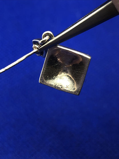 Designer Marcasite 925 Sterling Silver Square Drop Dangle Stud Earrings