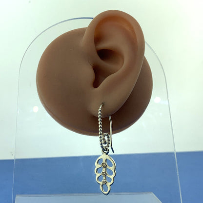 Authentic PANDORA 925 Sterling Silver Cubic Zirconia Leaf Dangle Drop Earrings