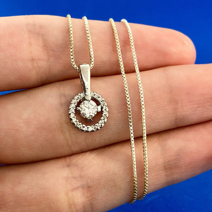 Sterling Silver Cubic Zirconia Solitaire Halo Infinity Bridal Necklace