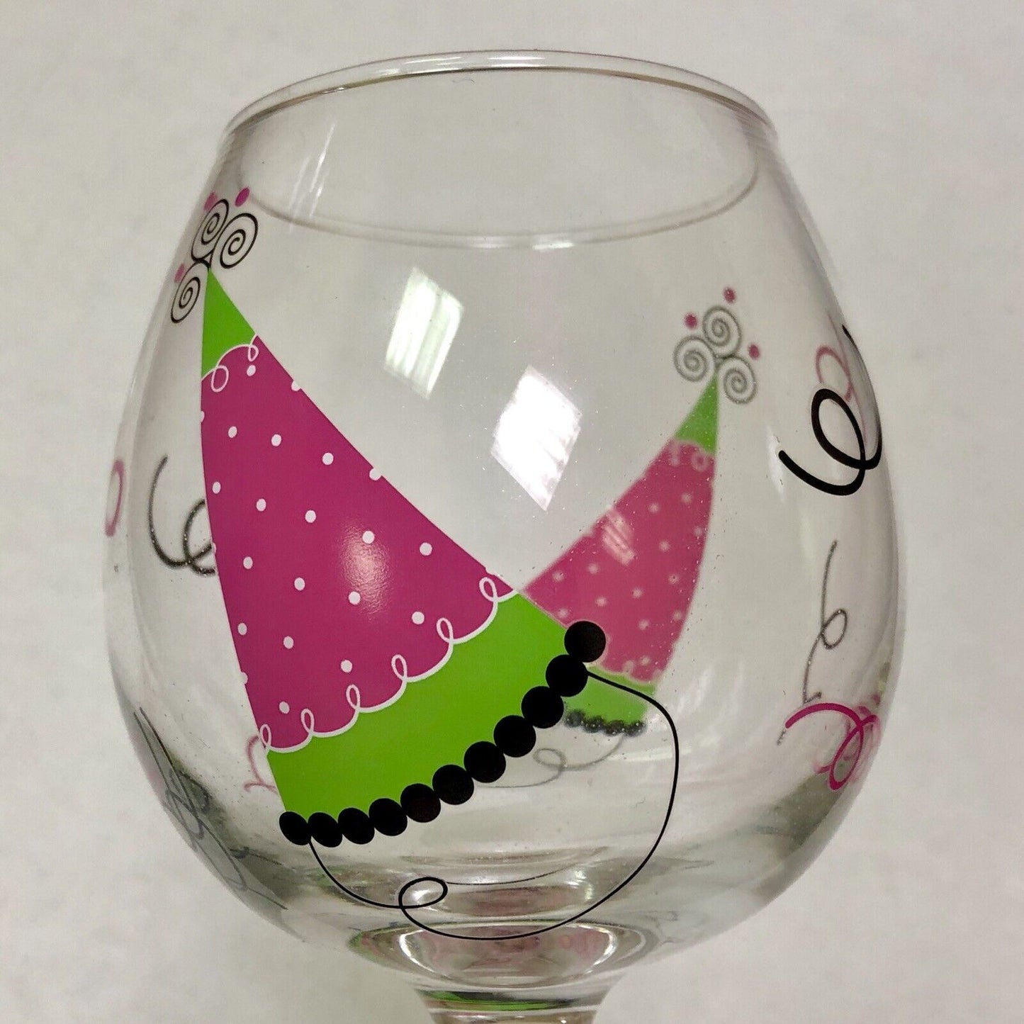 Main Street Collection MSC Hand Painted Birthday Hat Red Wine Glass New In Box