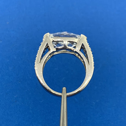 Designer Sterling Silver 925 Cushion Cubic Zirconia CZ Statement Cocktail Ring