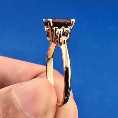 10K Yellow Gold Oval Garnet Ring with Diamond Accents January Birthstone