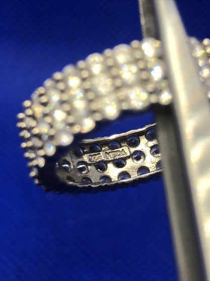 MEDA 925 Sterling Silver Cubic Zirconia Eternity Wedding Anniversary Band Ring