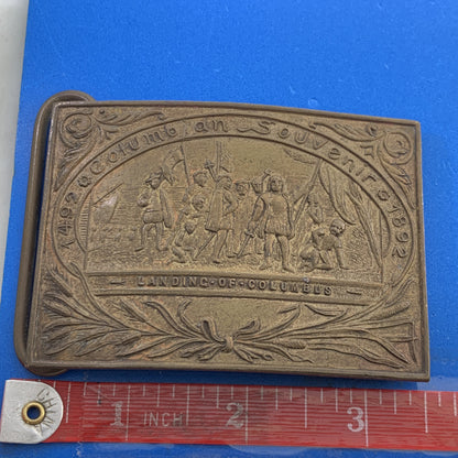 1892 Columbian Exposition Souvenir Columbus Bronze Belt Buckle