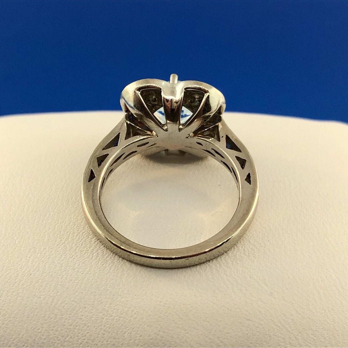 Le Vian 14K White Gold Blue Topaz Diamond Sapphire Flower Cluster Cocktail Ring